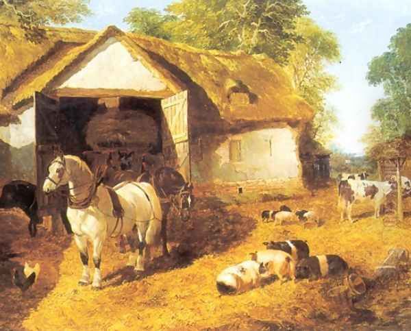 Meopham Farmyard Detail Oil Painting by John Frederick Herring Snr