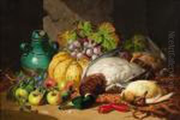 Still Life With Dead Game And Fruit Oil Painting by Charles Thomas Bale