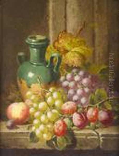 Still Life With Fruit, Dead Game
 And Stoneware Tankard; Still Life With Earthenware Jar And Fruit Oil Painting by Charles Thomas Bale