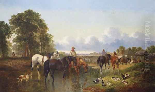 The Watering Place Oil Painting by John Frederick Herring Snr