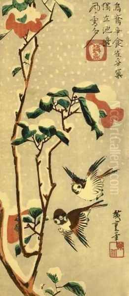 Kacho-ga Oil Painting by Utagawa or Ando Hiroshige