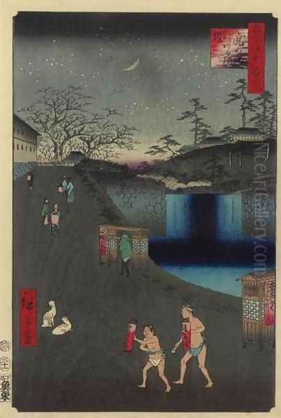 Aoi Slope, Outside Toranomon Gate (Toranomongai Aoizaka) Oil Painting by Utagawa or Ando Hiroshige