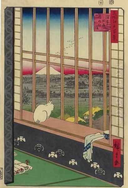Asakusa Ricefield and Torinomachi Festival (Asakusa tanbo torinomachi mode) Oil Painting by Utagawa or Ando Hiroshige