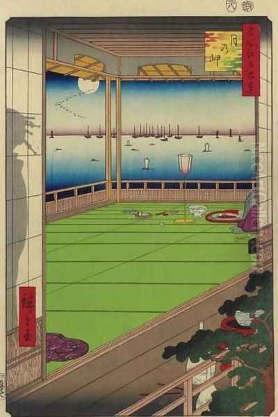 Moon Headland (Tsuki no misaki) Oil Painting by Utagawa or Ando Hiroshige