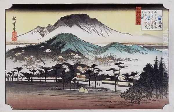 Evening bell at Mii Temple Oil Painting by Utagawa or Ando Hiroshige