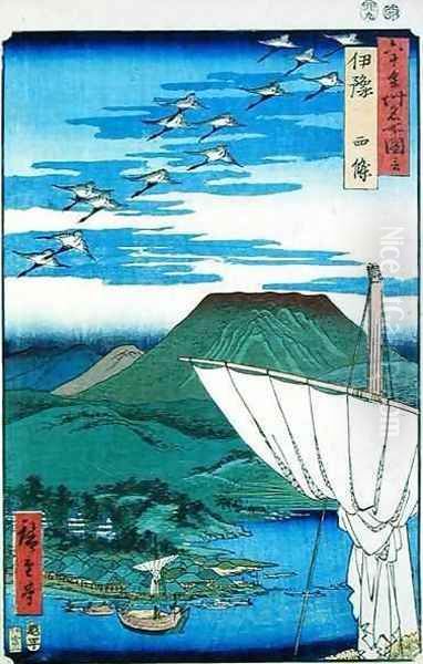 Saijo Iyo Province Oil Painting by Utagawa or Ando Hiroshige