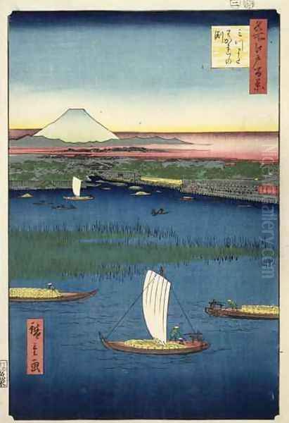 Marshy island off the mouth of the River Sumida with Edo and Mt Fuji in the distance Oil Painting by Utagawa or Ando Hiroshige