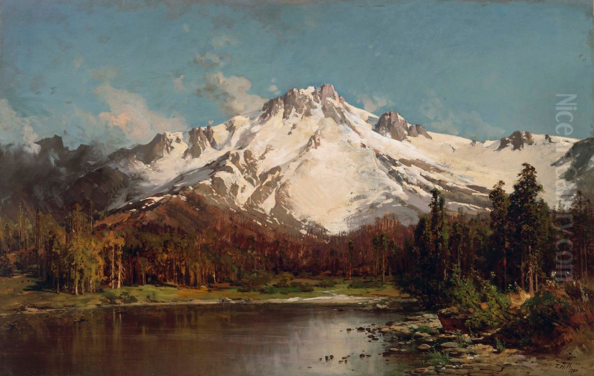 Mount Tallac from Lake Tahoe Oil Painting by Thomas Hill