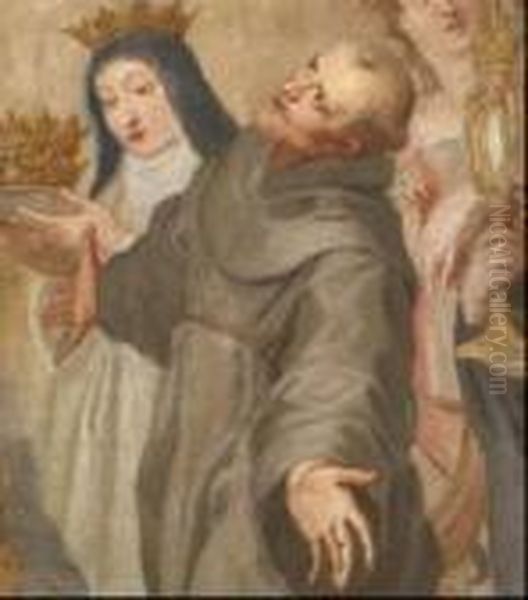 San Francesco E Due Sante Oil Painting by Federico Fiori Barocci