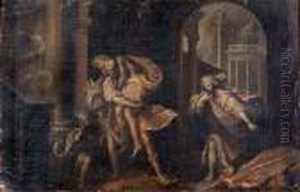 Aeneas And Anchises Escaping From Rome Oil Painting by Federico Fiori Barocci