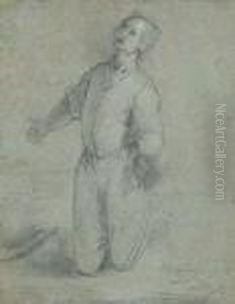 A Kneeling Garzone Looking Up To The Left Oil Painting by Federico Fiori Barocci