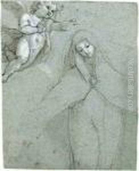 Maria Mit Dem Schutzmantel Und Einem Engel. Oil Painting by Federico Fiori Barocci