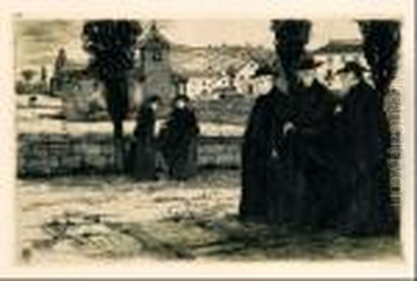 El Paseo De Los Curas Oil Painting by Ricardo Baroja Nessi