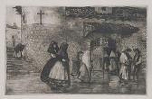 Ermita. Entrando En La Iglesia Oil Painting by Ricardo Baroja Nessi