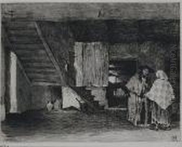 Campesinos En Un Interior Oil Painting by Ricardo Baroja Nessi