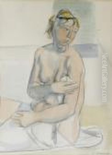 Femme Nue Assise Oil Painting by Maurice Barraud