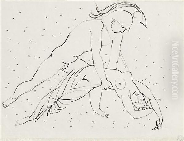 Gladiateur Avec Femme Oil Painting by Maurice Barraud