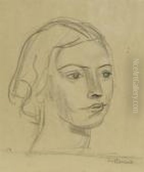 Portrait De Jeune Femme Oil Painting by Maurice Barraud