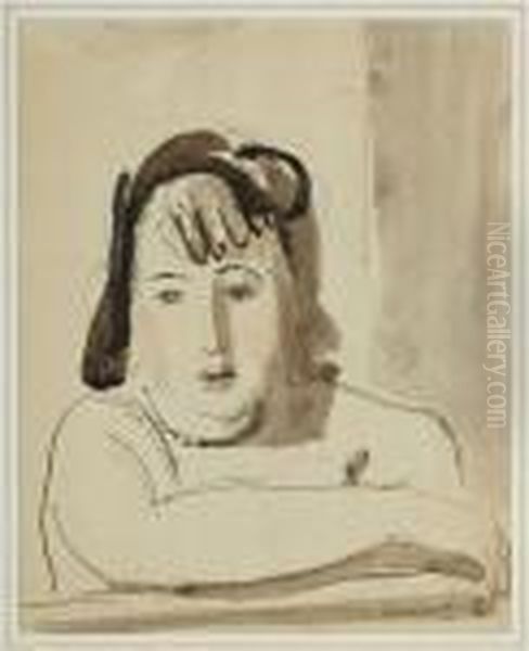 Portrait De Femme Oil Painting by Maurice Barraud