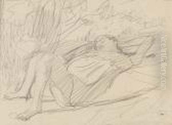 Liegende Auf Einer Wiese Oil Painting by Maurice Barraud