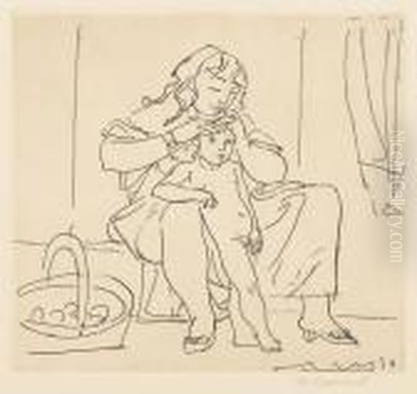 La Chercheuse De Poux Oil Painting by Maurice Barraud