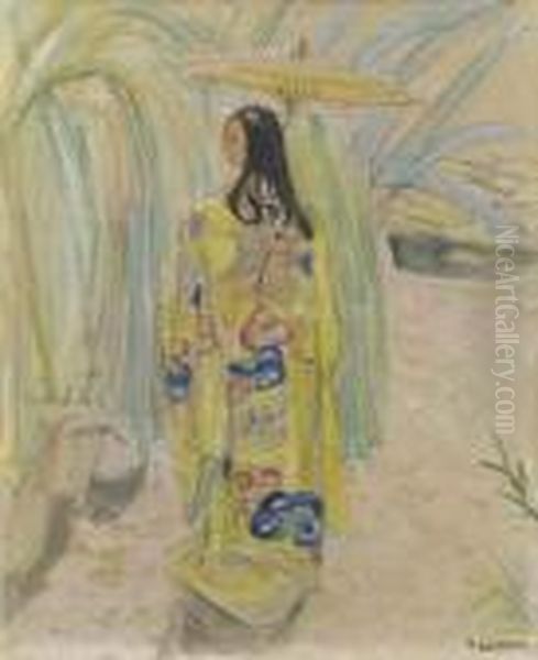Japanerin Mit Schirm Oil Painting by Maurice Barraud