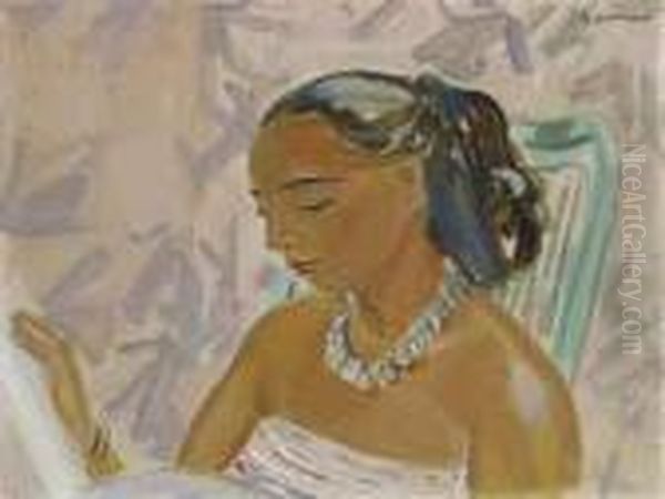 Madchen Im Gartenstuhl (isabelle) Oil Painting by Maurice Barraud