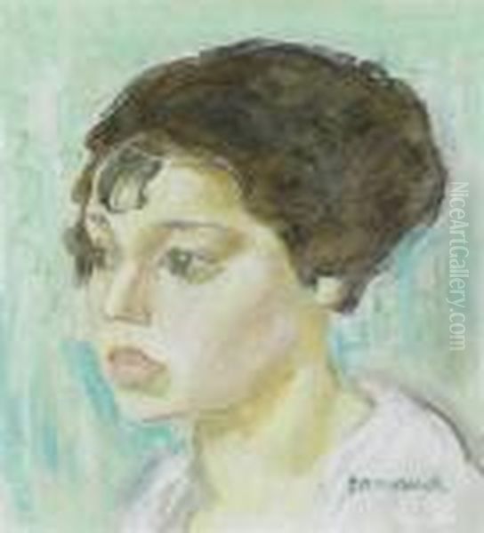 Portrait Of A Young Woman. Oil Painting by Maurice Barraud