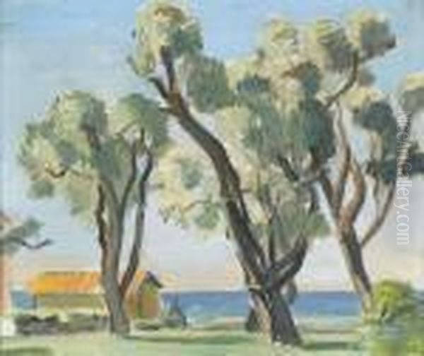 Sommerliche Kustenpartie Mit Baumen Oil Painting by Maurice Barraud