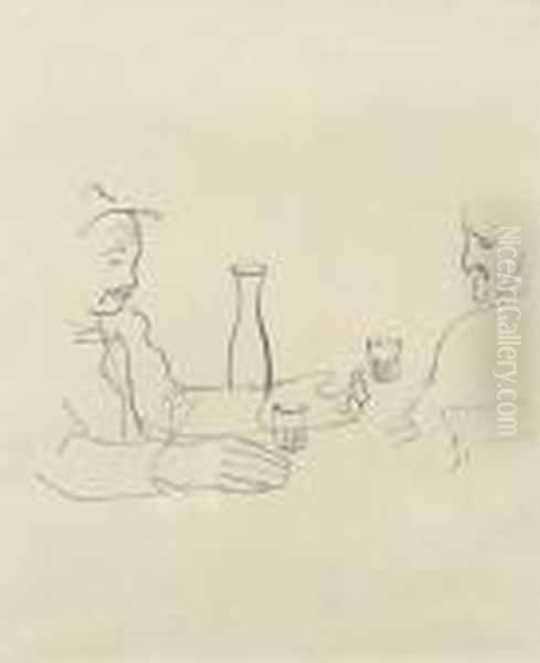 Trinker Oil Painting by Maurice Barraud