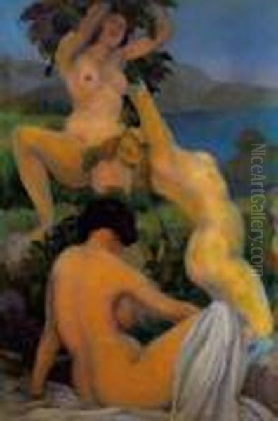 Les Baigneuses Oil Painting by Maurice Barraud