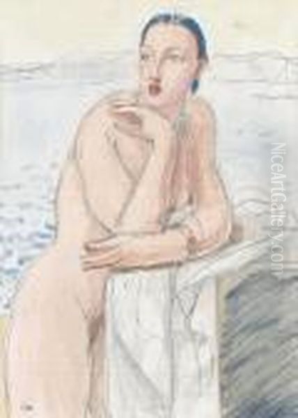 Stehender Akt Am Seeufer. Oil Painting by Maurice Barraud