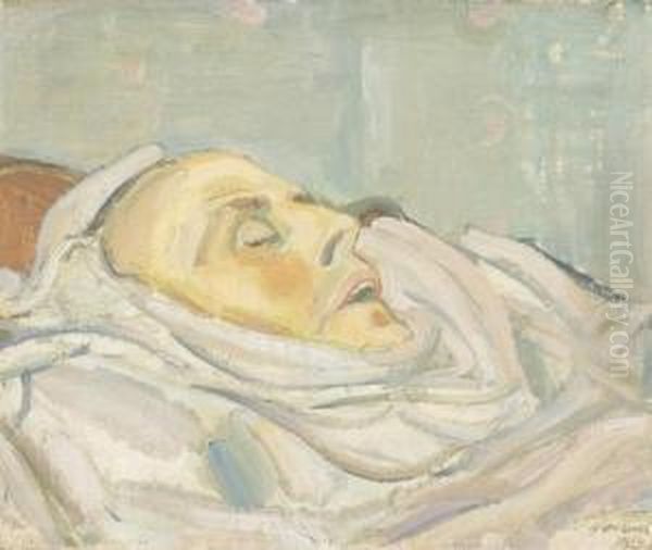Otto Vautier Sur Son Lit De Mort Oil Painting by Maurice Barraud