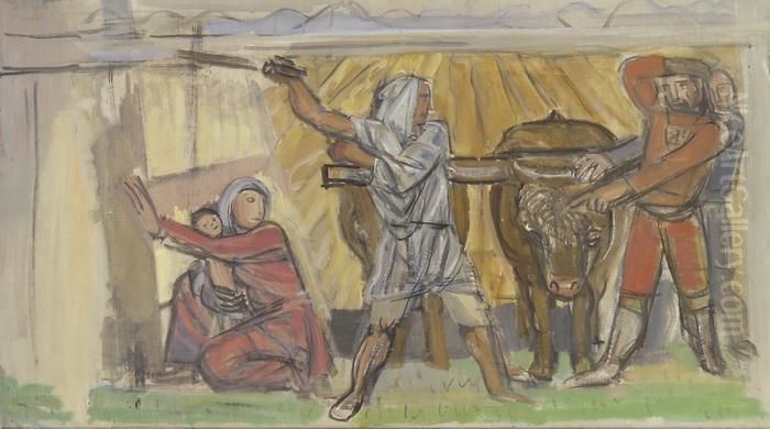 Arnold Von Melchtal Beschutzt Seine Frau Vor Den Osterreichern Oil Painting by Maurice Barraud