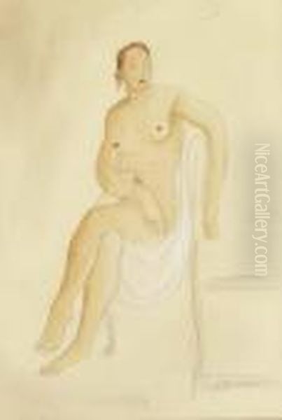 Sitzender Weiblicher Akt Oil Painting by Maurice Barraud