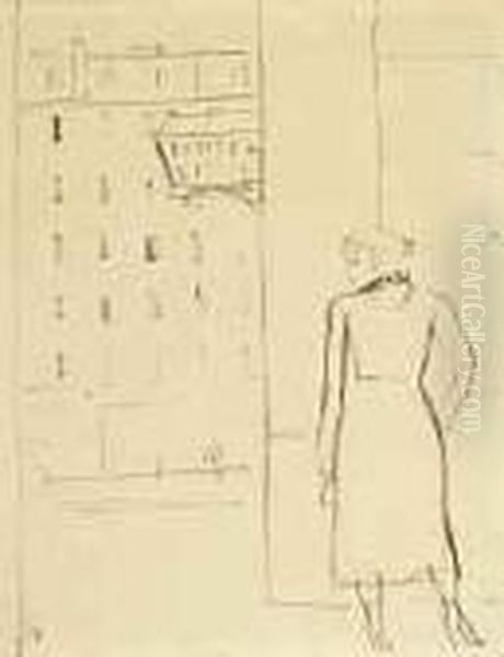 Junge Frau In Einer Stadt Oil Painting by Maurice Barraud