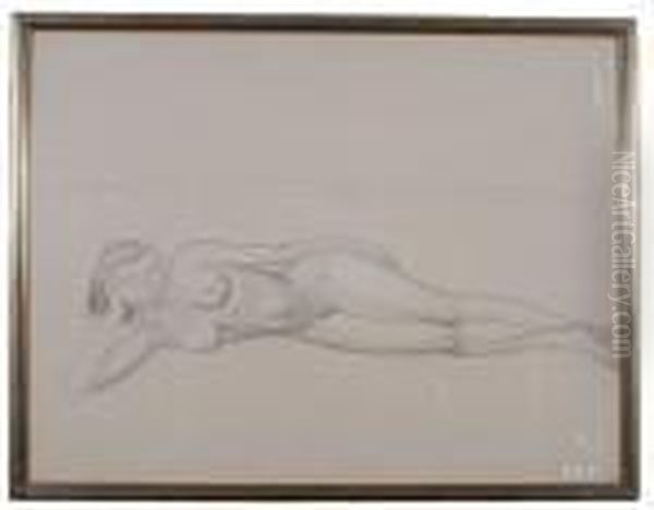 Reclining Female Nude Oil Painting by Maurice Barraud