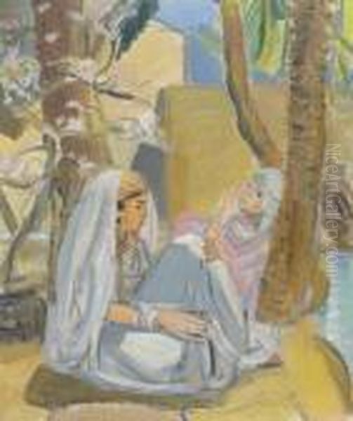 Algeriennes Au Jardin Oil Painting by Maurice Barraud