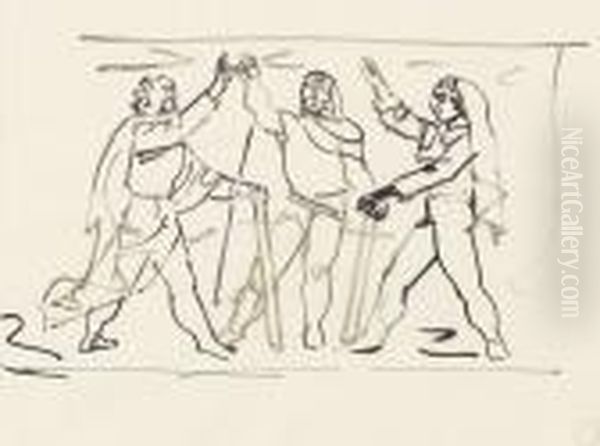 Die Drei Eidgenossen Oil Painting by Maurice Barraud