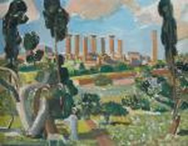 Ruines Du Temple D'hercule Oil Painting by Maurice Barraud