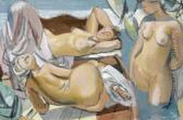 Trois Baigneuses Oil Painting by Maurice Barraud