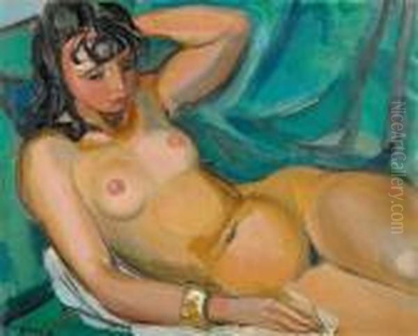 Woman Reclining. Oil Painting by Maurice Barraud