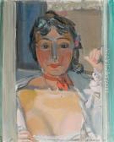 Woman At The Window/ La Marseillaise. Oil Painting by Maurice Barraud