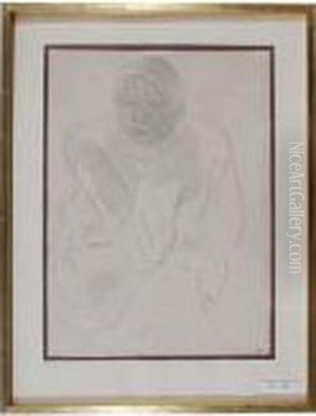 Seated Woman With Head In Hands. Oil Painting by Maurice Barraud