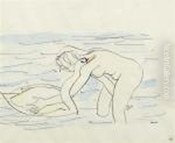 Leda And The Swan. Oil Painting by Maurice Barraud