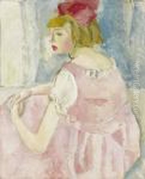 La Robe Rouge. Oil Painting by Maurice Barraud