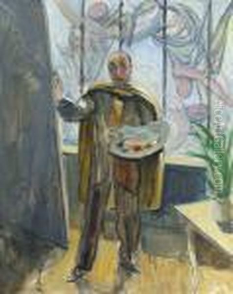 Selbstbildnis Im Atelier. Oil Painting by Maurice Barraud