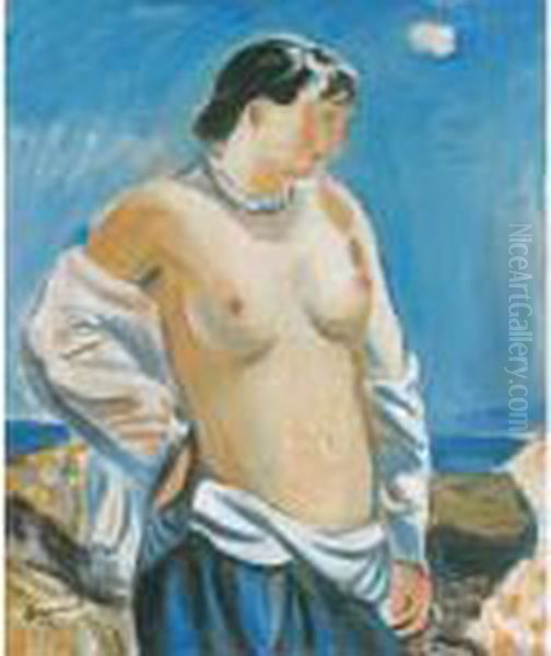Femme A La Plage Oil Painting by Maurice Barraud