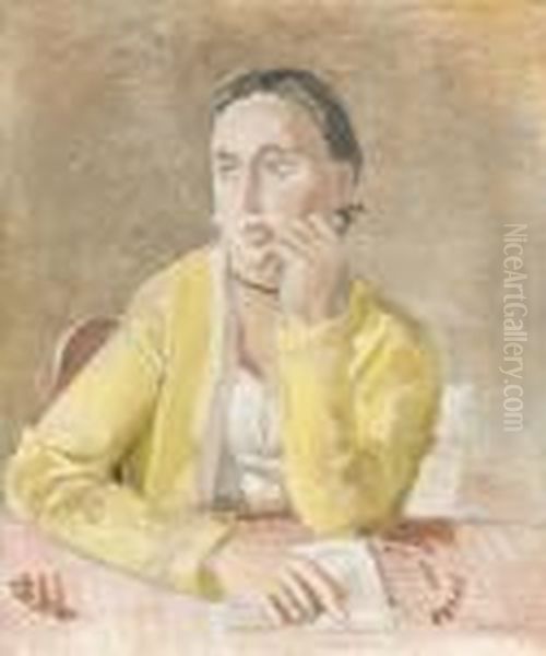Portrat Einer Dame In Gelb. Oil Painting by Maurice Barraud