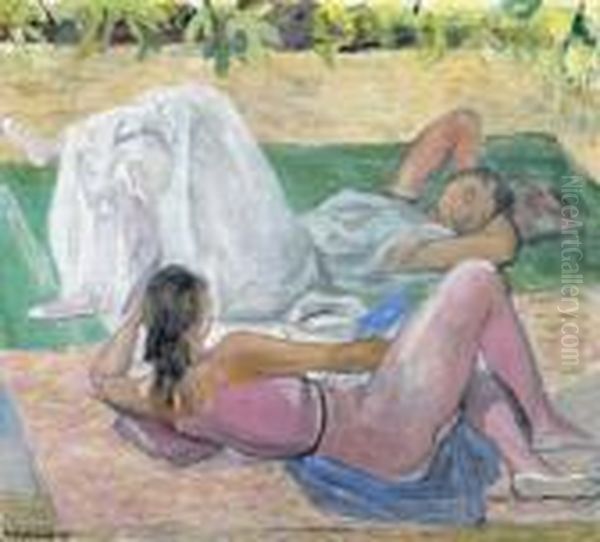 Two Young Women. 1950. Oil Painting by Maurice Barraud